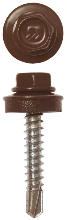 Саморезы ЗУБР "ПРОФЕССИОНАЛ" окраш., RAL 8017 шокол.-коричн., для крепл. кров. матер. к дерев. обреш., 4.8х29мм, 2500шт 4-300310-48-029-8017 купить в Нижневартовске