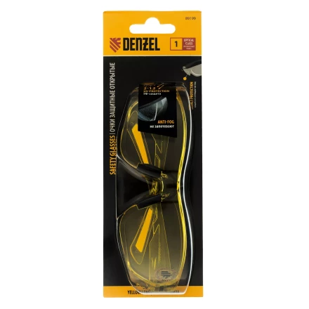 Очки защитные открытые Denzel 89199, поликарбонатные, желтая линза купить в Нижневартовске