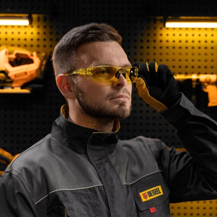 Очки защитные открытые Denzel 89199, поликарбонатные, желтая линза купить в Нижневартовске