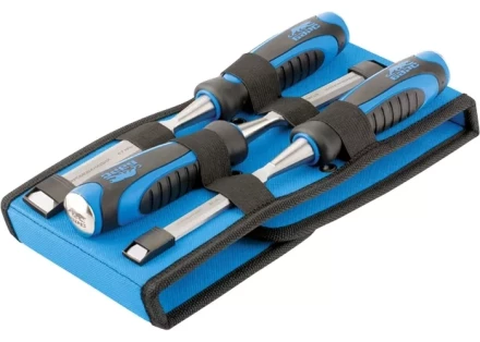 Набор долот-стамесок плоских 3шт 12-16-20 мм двухкомпонентная рукоятка металлический затыльник БАРС 24450 купить в Нижневартовске