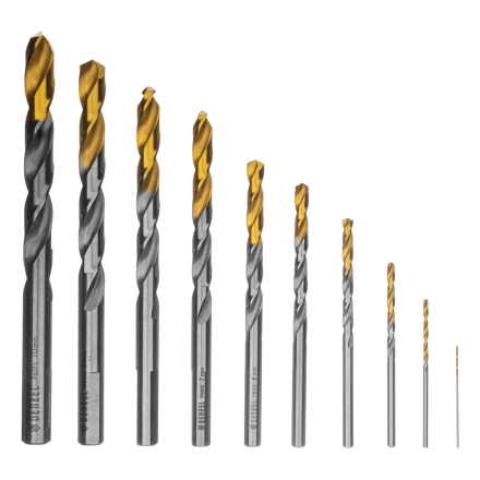 Набор сверл по металлу Denzel 723001, 1-10 мм, Р6М5-TiN, Golden Tip, 10 шт купить в Нижневартовске