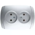 Розетка СВЕТОЗАР "АКЦЕНТ" двойная в сборе, без заземления, цвет серебристый металлик, 16А/~250В SV-54202-SM купить в Нижневартовске