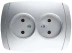 Розетка СВЕТОЗАР "АКЦЕНТ" двойная в сборе, без заземления, цвет серебристый металлик, 16А/~250В SV-54202-SM купить в Нижневартовске