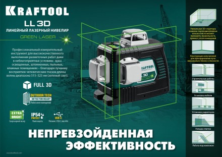 Нивелир лазерный  LLG3D зеленый 34641 купить в Нижневартовске