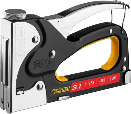 Степлер для скоб &quot;BlackPro 53&quot; 3-в-1: тип 53 (4-14 мм) / 300 (10-14 мм) / 500 (14 мм), STAYER Professional 31507 купить в Нижневартовске