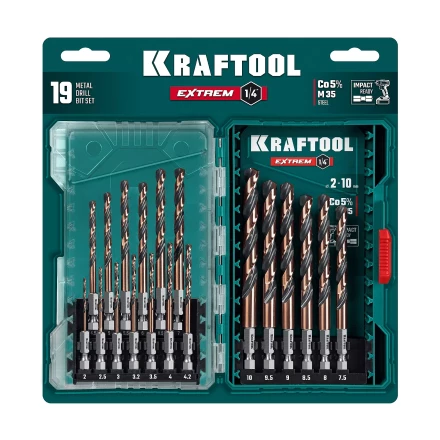 Набор сверл по металлу, хвостовик НЕХ-1/4, сталь М35-Со5% 29652-H19 купить в Нижневартовске