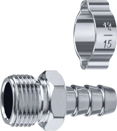 ЗУБР штуцер елочка, 10 мм - 3/8M, переходник с обжимным хомутом, Профессионал (64924-3/8-10) купить в Нижневартовске