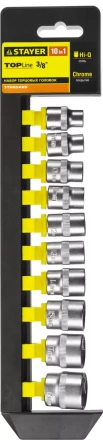Набор STAYER "STANDARD": Торцовые головки (3/8") на пластиковом рельсе, 8-19мм, 10 предметов 27757-H10 купить в Нижневартовске