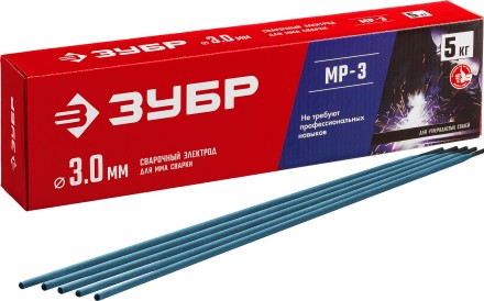 ЗУБР Д 3.0 х 350 мм, 5 кг в коробке, МР-3 рутиловый, электрод сварочный (40015-3.0) купить в Нижневартовске