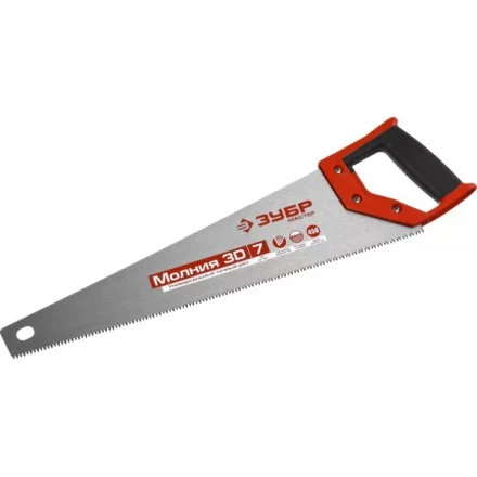 Ножовка универсальная (пила) ЗУБР МОЛНИЯ-3D 450 мм, 7TPI, 3D зуб, точный рез вдоль и поперек волокон, для средних заготовок из всех видов материалов 15077-45 купить в Нижневартовске