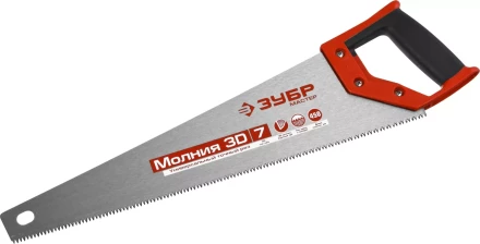Ножовка универсальная (пила) ЗУБР МОЛНИЯ-3D 450 мм, 7TPI, 3D зуб, точный рез вдоль и поперек волокон, для средних заготовок из всех видов материалов 15077-45 купить в Нижневартовске