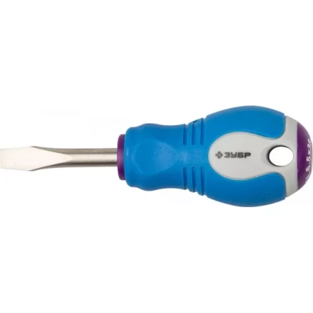 Отвертка ЗУБР, Cr-V сталь, трехкомпонентная рукоятка, цветовая индикация типа шлица, SL, 6,5x38мм 25251-6.5-038 купить в Нижневартовске