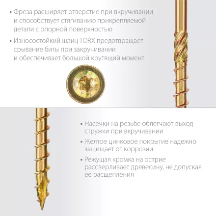 ЗУБР КС-Т, 220 х 8.0 мм, TX40, тарельчатая головка, желтый цинк, 50 шт, конструкционный саморез, Профессионал (30051-80-220) купить в Нижневартовске