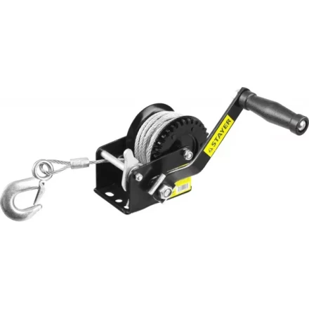 Лебедка ручная барабанная STAYER "MASTER", тяговая, тросовая, 0,45т, 8м 43112-0.5 купить в Нижневартовске