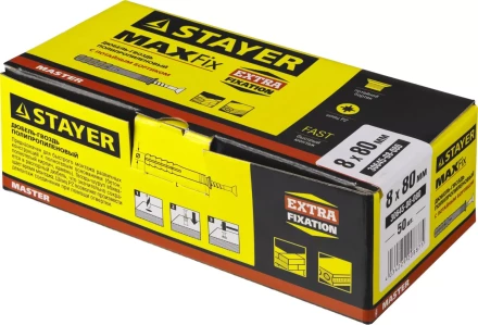 Дюбель-гвоздь полипропиленовый, потайный бортик, 8 x 80 мм, 50 шт, STAYER Master 30645-08-080 30645-08-080 купить в Нижневартовске