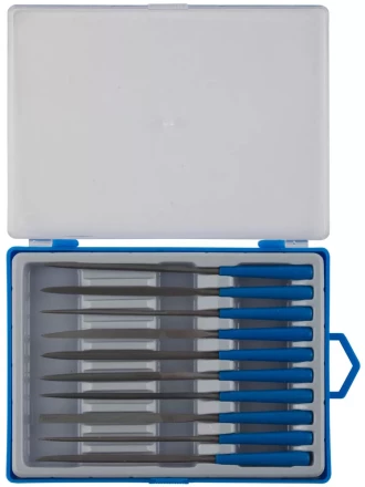 Набор ЗУБР "ЭКСПЕРТ" Надфили, пластмассовая ручка, насечка 2=бархатная, 100мм, 10шт 16021-2-H10 купить в Нижневартовске