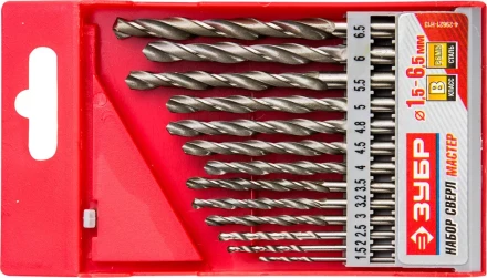 Набор ЗУБР "МАСТЕР": Свёрла по металлу, цилиндрический хвостовик, быстрорежущая сталь Р6М5, 1,5-6,5мм, 13шт 4-29621-H13 купить в Нижневартовске