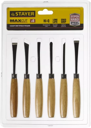 Набор STAYER: Резцы фигурные, с деревянной ручкой, 6шт 1832-H6 купить в Нижневартовске