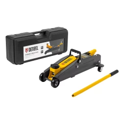 Домкрат гидравлический подкатной Denzel 51231, 2 т, 135-385 мм, в пласт. кейсе