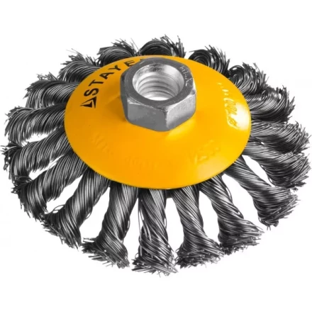 STAYER "PROFESSIONAL". Щетка коническая для УШМ, жгутированная стальная проволока 0,5мм, 100ммхМ14 35135-100 купить в Нижневартовске