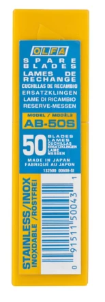 Лезвия OLFA сегментированные из нержавеющей стали, 9х80х0,38мм, 13 сегментов, 50шт OL-AB-50S купить в Нижневартовске