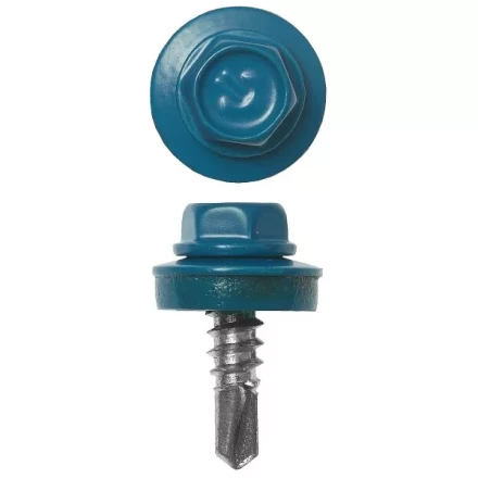 Саморезы ЗУБР окраш., RAL 5009 небесно-голуб., для крепл. кров. матер. к металл. констр., 5.5x25мм, 1800шт 4-300310-55-025-5009 купить в Нижневартовске