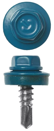 Саморезы ЗУБР окраш., RAL 5009 небесно-голуб., для крепл. кров. матер. к металл. констр., 5.5x25мм, 1800шт 4-300310-55-025-5009 купить в Нижневартовске