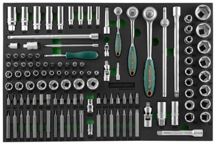 Набор головок торцевых 1/4&quot; 3/8&quot; 1/2&quot;DR 81предмет вставок бит-40предметов EVAложемент Jonnesway S04H45121SV 49275 купить в Нижневартовске