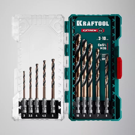 Набор сверл по металлу, хвостовик НЕХ-1/4, сталь М35-Со5% 29652-H10 купить в Нижневартовске