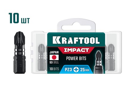 KRAFTOOL Impact PZ 3, 25 мм, 10 шт, ударные биты (26193-3-25-S10) купить в Нижневартовске