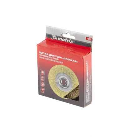 Щетка для УШМ 100 мм М14 плоская латунированная витая проволока MATRIX 74650 купить в Нижневартовске