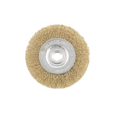 Щетка для УШМ 100 мм М14 плоская латунированная витая проволока MATRIX 74650 купить в Нижневартовске