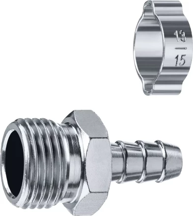 ЗУБР штуцер елочка, 10 мм - 1/2M, переходник с обжимным хомутом, Профессионал (64924-1/2-10) купить в Нижневартовске