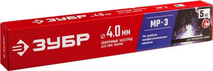 ЗУБР Д 4.0 х 450 мм, 5 кг в коробке МР-3 рутиловый, электрод сварочный (40015-4.0) купить в Нижневартовске