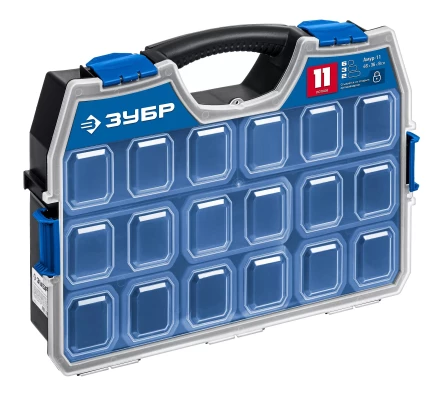 ЗУБР АМУР-11, 462 х 365 х 92 мм, Пластиковый органайзер со съемными лотками (38042-11) купить в Нижневартовске