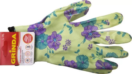 Перчатки GRINDA садовые, прозрачное нитриловое покрытие, размер L-XL, зеленые 11295-XL купить в Нижневартовске