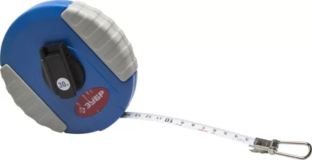 Мерная лента ЗУБР "ЭКСПЕРТ", стальное полотно с нейлоновым покрытием, двухкомпонентный ударопрочный корпус, 30м 34165-30_z01 купить в Нижневартовске