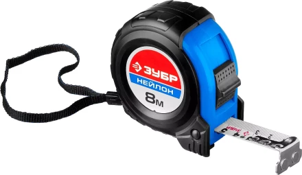 Рулетка ЗУБР "НЕЙЛОН", нейлоновое покрытие, упрочненное полотно, ударопрочный обрезиненный корпус, 8м/25мм 34056-08-25_z01 купить в Нижневартовске
