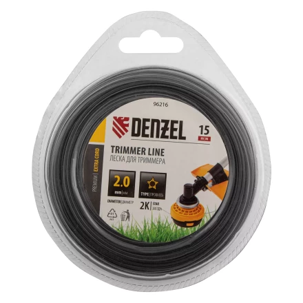 Леска для триммера двухкомпонентная звезда, 2,0мм х 15м,  FLEX CORD, Denzel 96216 купить в Нижневартовске