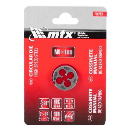 Плашка М6 х 1 мм, Р6М5 Matrix 770759 купить в Нижневартовске