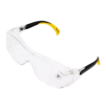 Очки защитные открытые Denzel 89201, поликарбонатные, увеличенная прозрачная линза,  регулируемые дужки купить в Нижневартовске