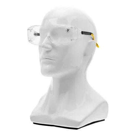 Очки защитные открытые Denzel 89201, поликарбонатные, увеличенная прозрачная линза,  регулируемые дужки купить в Нижневартовске