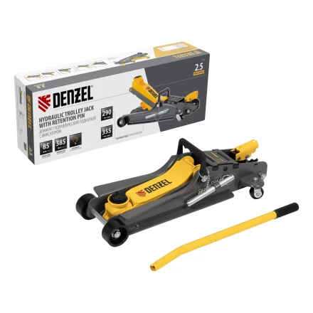 Домкрат гидравлический подкатной с фиксатором Denzel 51232, 2,5 т, 85-385 мм купить в Нижневартовске