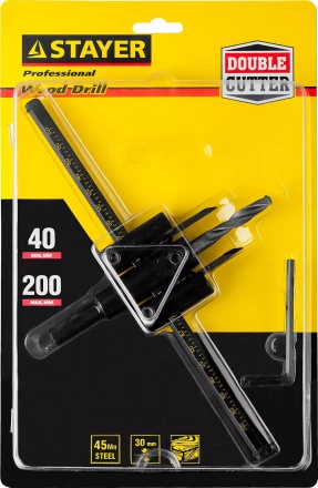 Сверло регулируемое, STAYER Profi 2944-200, двухрезцовое, по дереву, "Балеринка", d=40-200мм 2944-200 купить в Нижневартовске