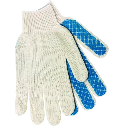 Перчатки х/б, ПВХ шахматный облив, 5 пар в упаковке Россия 67812 купить в Нижневартовске