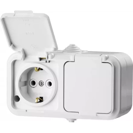 Розетка STAYER "MASTER" "MAXIMA" двухместная, с заземлением, с защитной крышкой, IP54, 16А, 220В 54307-W купить в Нижневартовске