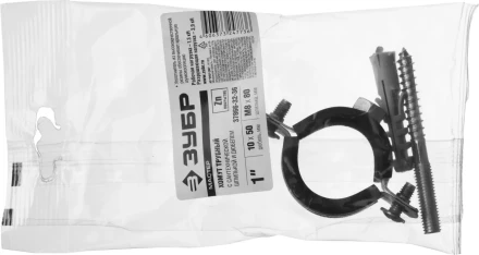 ЗУБР "МАСТЕР". Хомут трубный с гайкой, оцинкованный, в комплекте с сантехнической шпилькой и дюбелем, 1", 1шт 37866-32-36 купить в Нижневартовске