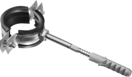 ЗУБР "МАСТЕР". Хомут трубный с гайкой, оцинкованный, в комплекте с сантехнической шпилькой и дюбелем, 1", 1шт 37866-32-36 купить в Нижневартовске