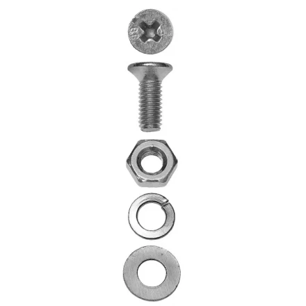 Винт ЗУБР (DIN7985) в комплекте с гайкой (DIN934), шайбой (DIN125), шайбой пруж. (DIN127),  M3x16мм, ТФ6, 40шт. 4-303476-03-016 купить в Нижневартовске