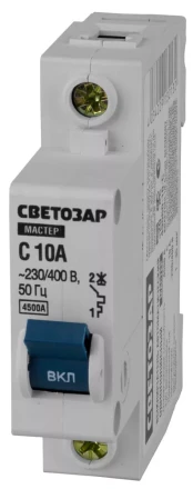 Выключатель СВЕТОЗАР автоматический, 1-полюсный, "С" (тип расцепления), 10 A, 230 / 400 В 49060-10-C купить в Нижневартовске